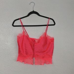 Victoria's Secret Bight Pink Lace Crop Lingerie